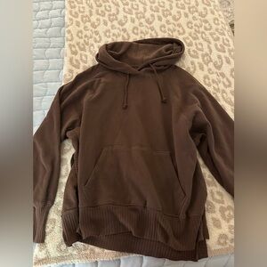 Brown split hem hoodie